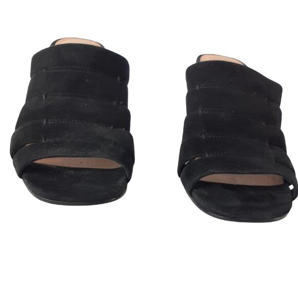 Halogen Annabelle Suede Slide Wedge Sandals Black Slip On Casual Open Toe - Picture 5 of 10